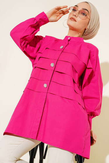 Katlı Tunik Fuşya - Tunik