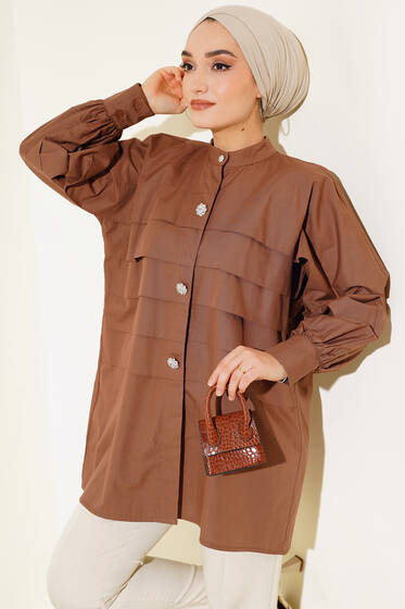 Katlı Tunik Kahve - Tunik