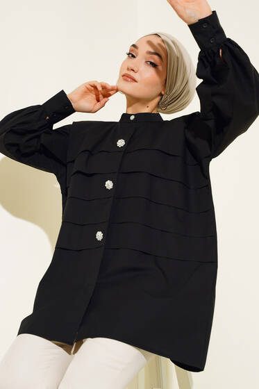 Katlı Tunik Siyah - Tunik