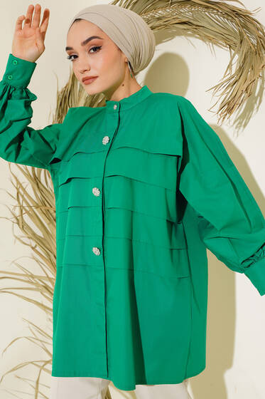 Katlı Tunik Yeşil - Tunik