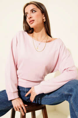 Kayık Yaka Loyşa Bluz Pembe - Kadın Giyim Modelleri