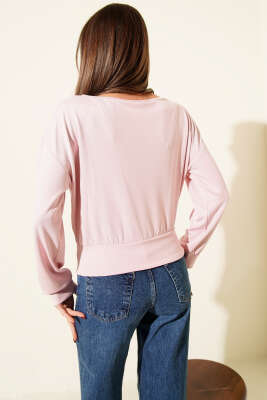 Kayık Yaka Loyşa Bluz Pembe - Kadın Giyim Modelleri