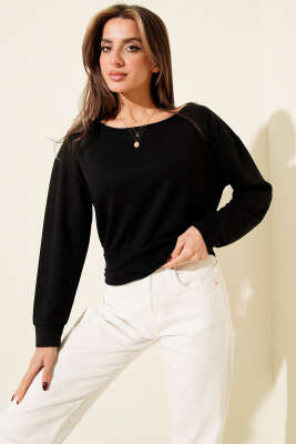 Kayık Yaka Loyşa Bluz Siyah - Kadın Giyim Modelleri