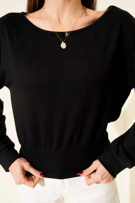 Kayık Yaka Loyşa Bluz Siyah - Kadın Giyim Modelleri