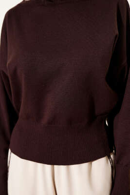 Kayık Yaka Salaş Triko Bluz Kahve - Kadın Giyim Modelleri