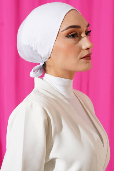 Kaymaz Silikonlu Bağlamalı Bone Beyaz - BONE