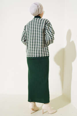 Kazayağı Desen Triko Jile İkili Takım Zümrüt - Triko İkili Takım