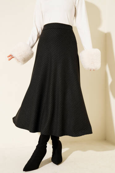 Kazayağı Desenli Etek Antrasit - Etek