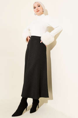 Kazayağı Desenli Etek Antrasit - Etek