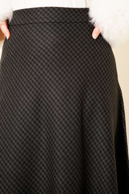 Kazayağı Desenli Etek Antrasit - Etek