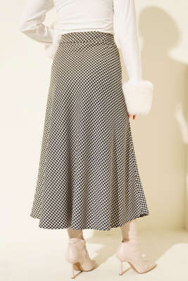 Kazayağı Desenli Etek Siyah - Etek