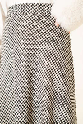 Kazayağı Desenli Etek Siyah - Etek