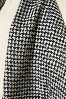 Kazayağı Desenli Omuz Şalı Siyah - Omuz Şalı