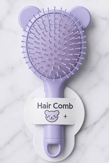 Kedi Figürlü Tarak Lila - Saç Aksesuarları