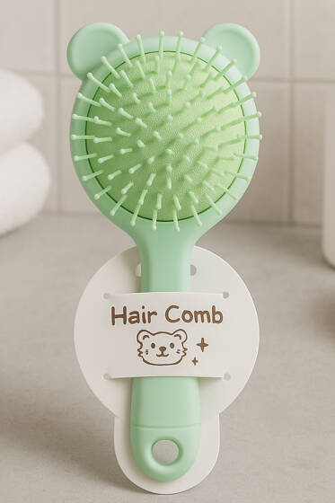 Kedi Figürlü Tarak Yeşil - Saç Aksesuarları