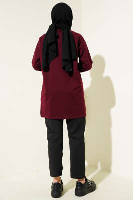 Kelebek Baskılı İki İplik Tunik Bordo - Tunik