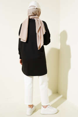 Kelebek Baskılı İki İplik Tunik Siyah - Tunik