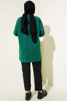 Kelebek Baskılı İki İplik Tunik Yeşil - Tunik