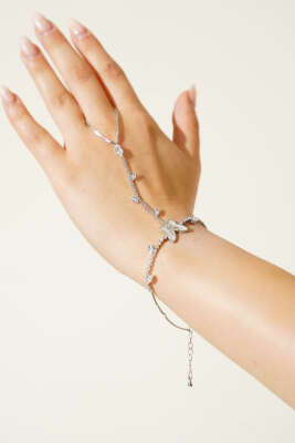 Kelebek Desenli Şahmeran Gümüş - Bileklik