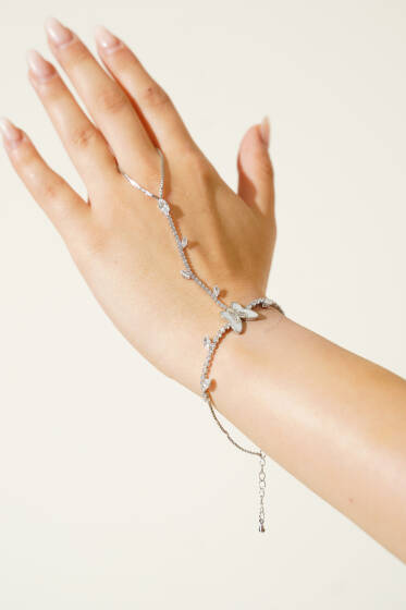 Kelebek Desenli Şahmeran Gümüş - Bileklik