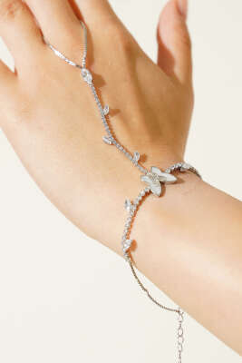 Kelebek Desenli Şahmeran Gümüş - Bileklik