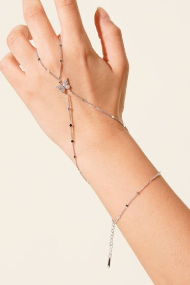 Kelebek Detaylı Şahmeran Bileklik Gümüş - Bileklik