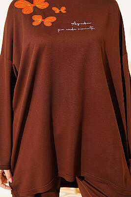 Kelebek İşlemeli İkili Takım Kahve - İkili Takım