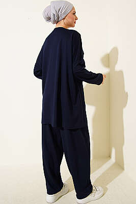 Kelebek İşlemeli İkili Takım Lacivert - İkili Takım