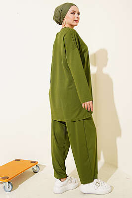 Kelebek İşlemeli İkili Takım Yeşil - İkili Takım