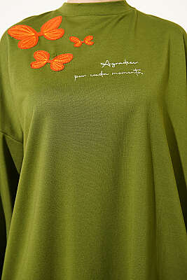 Kelebek İşlemeli İkili Takım Yeşil - İkili Takım