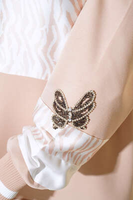 Kelebek Taş Desenli İkili Takım Latte - İKİLİ TAKIM