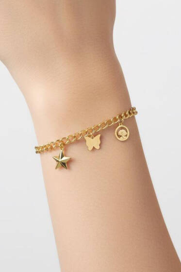Kelebek Yıldızlı Zincir Bileklik Gold - Bileklik