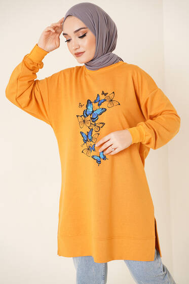 Kelebekler Serisi Tunik Hardal - Tunik