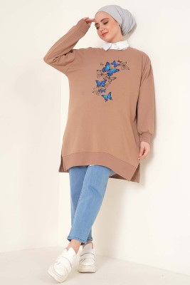Kelebekler Serisi Tunik Latte - Tunik