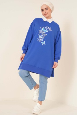 Kelebekler Serisi Tunik Saks - Tunik