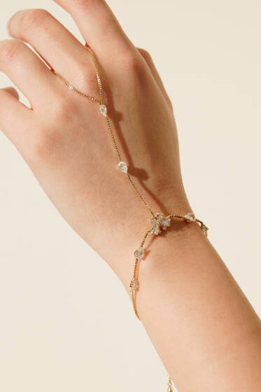 Kelebekli Damla Taşlı Şahmeran Gold - Bileklik