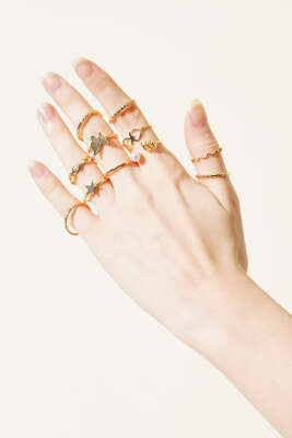 Kelebekli İncili 11'li Yüzük Seti Asorti 1 - DEMİR BİJUTERİ