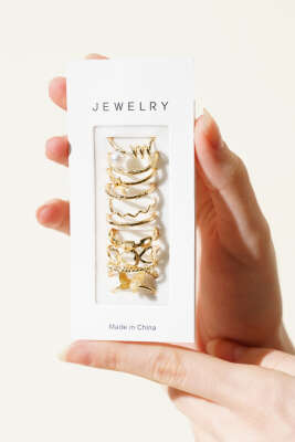 Kelebekli İncili 11'li Yüzük Seti Asorti 1 - Yüzük