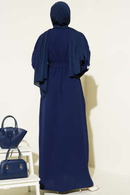 Kelebekli İncili Kuşaklı Ferace Lacivert - Ferace