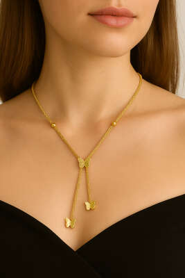 Kelebekli Kolye Gold - Kolye