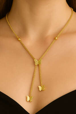 Kelebekli Kolye Gold - Kolye