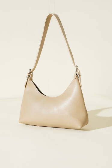 Kemer Askılı Baget Çanta Bej - Kol Çantası