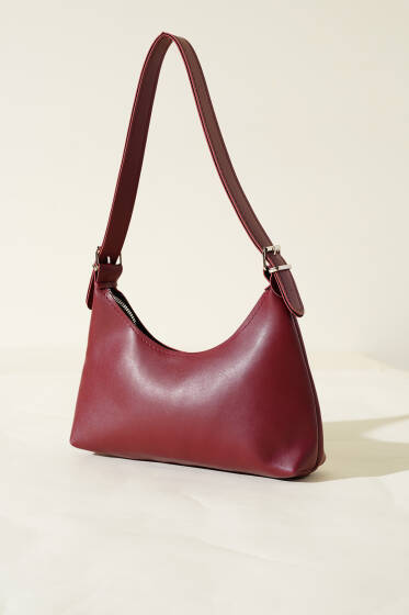 Kemer Askılı Baget Çanta Bordo - Kol Çantası