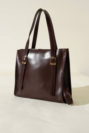 Kemer Askılı Kare Çanta Acı Kahve - Kol Çantası