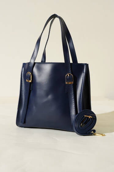 Kemer Askılı Kare Çanta Lacivert - Kol Çantası