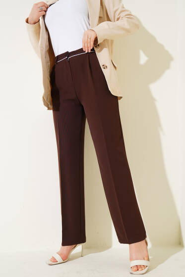 Kemer Biyeli Kumaş Pantolon Kahve - Pantolon