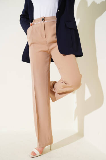 Kemer Biyeli Kumaş Pantolon Latte - Pantolon