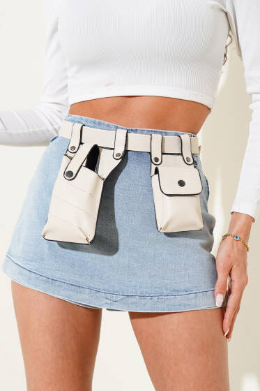 Kemer Çanta Bej - Bel Çantası