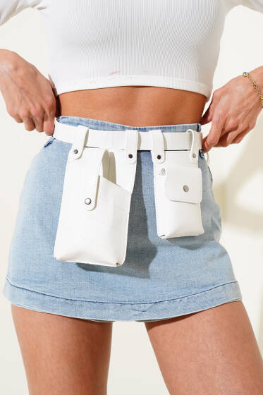 Kemer Çanta Beyaz - Bel Çantası