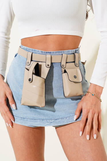 Kemer Çanta Vizon - Bel Çantası